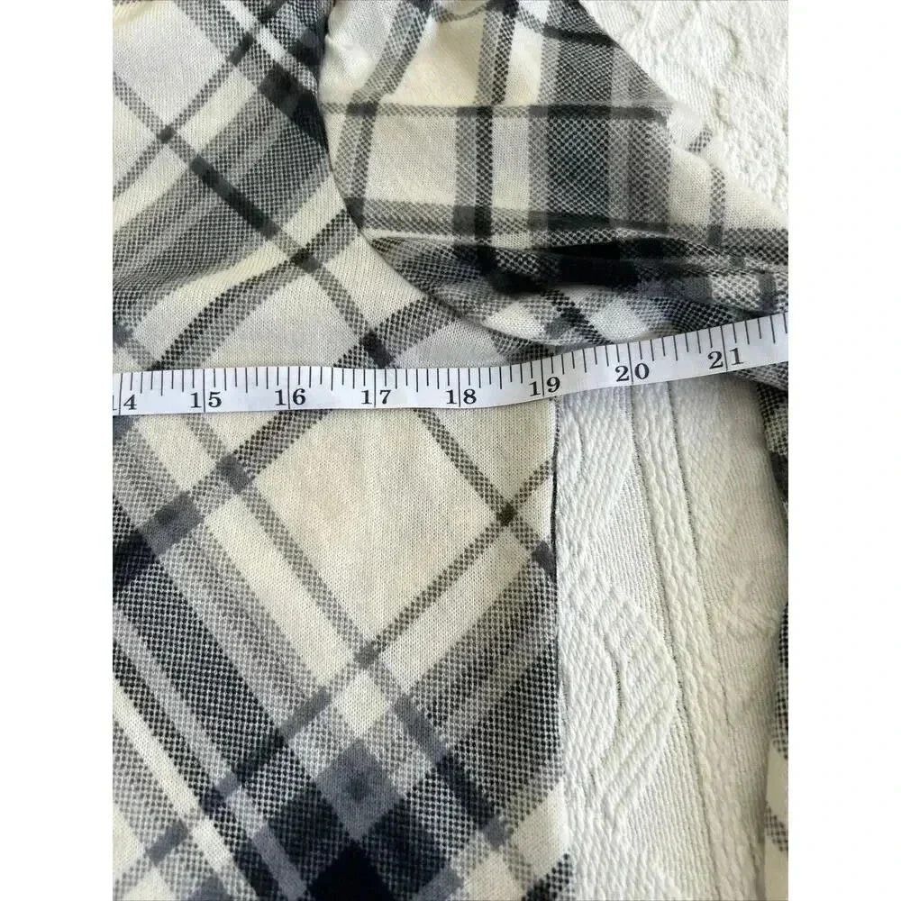 Chetta B Plaid Flannel Trapeze Dress Black & Cream Removable Cowl Size Med - Picture 8 of 16